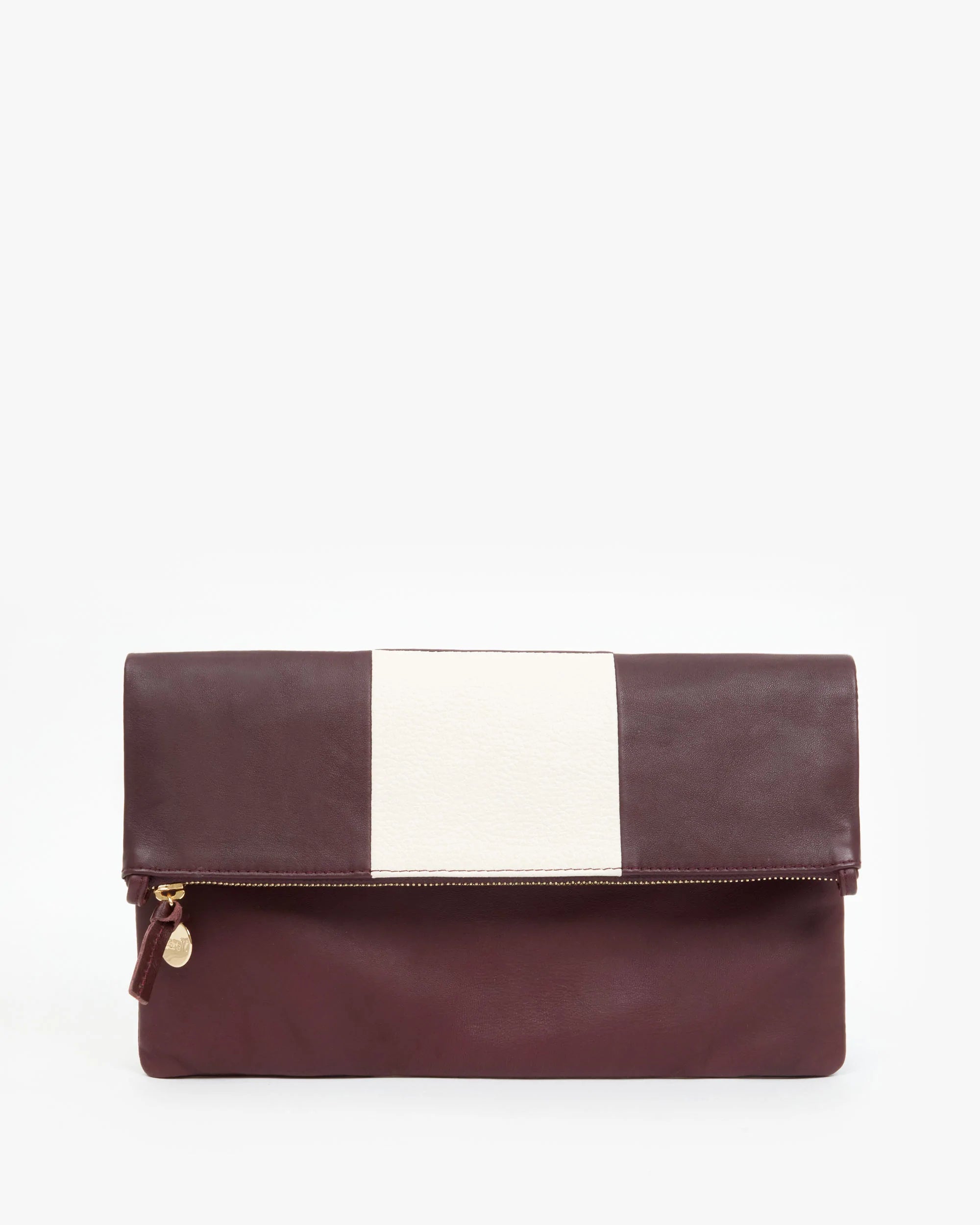 Clare V - Wallet Clutch w/ Tabs in Black Suede & Nappa Patchwork