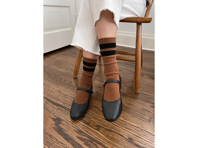 Le Bon Shoppe Grandpa Varsity Socks in Tawny/Black Stripe