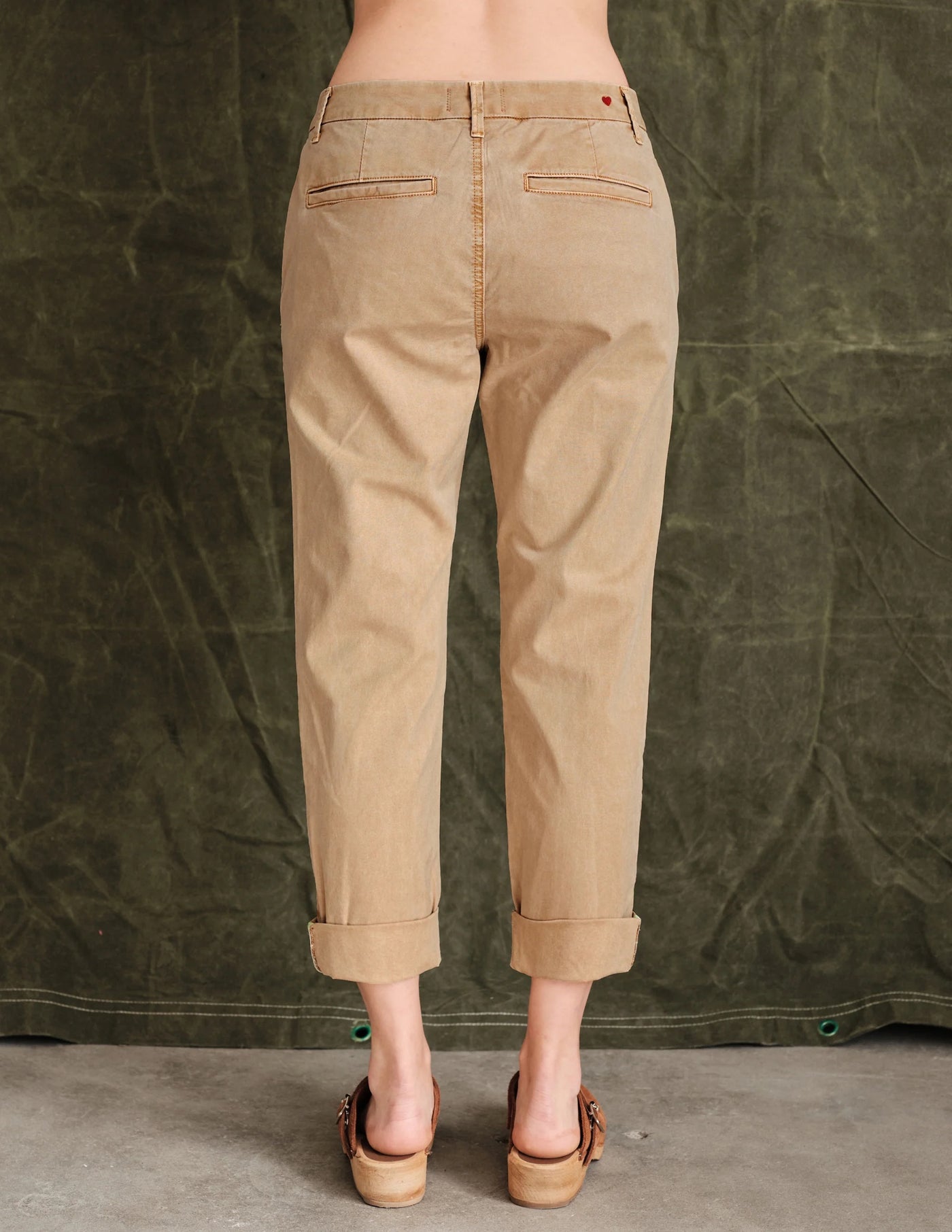 Sundry Rollup Trouser with Trim in Pigment Teak