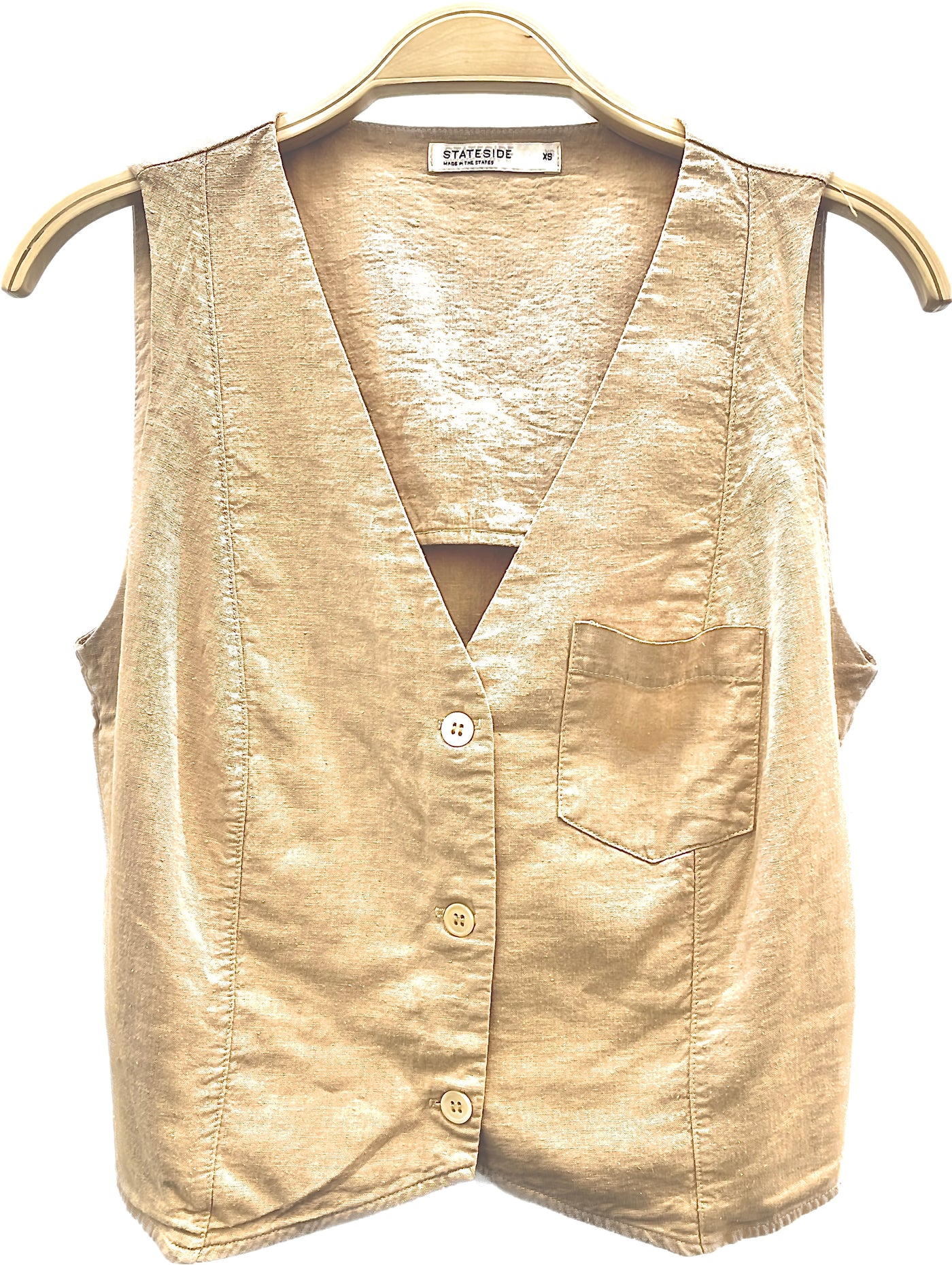 Stateside Linen Pocket Vest in Wheat