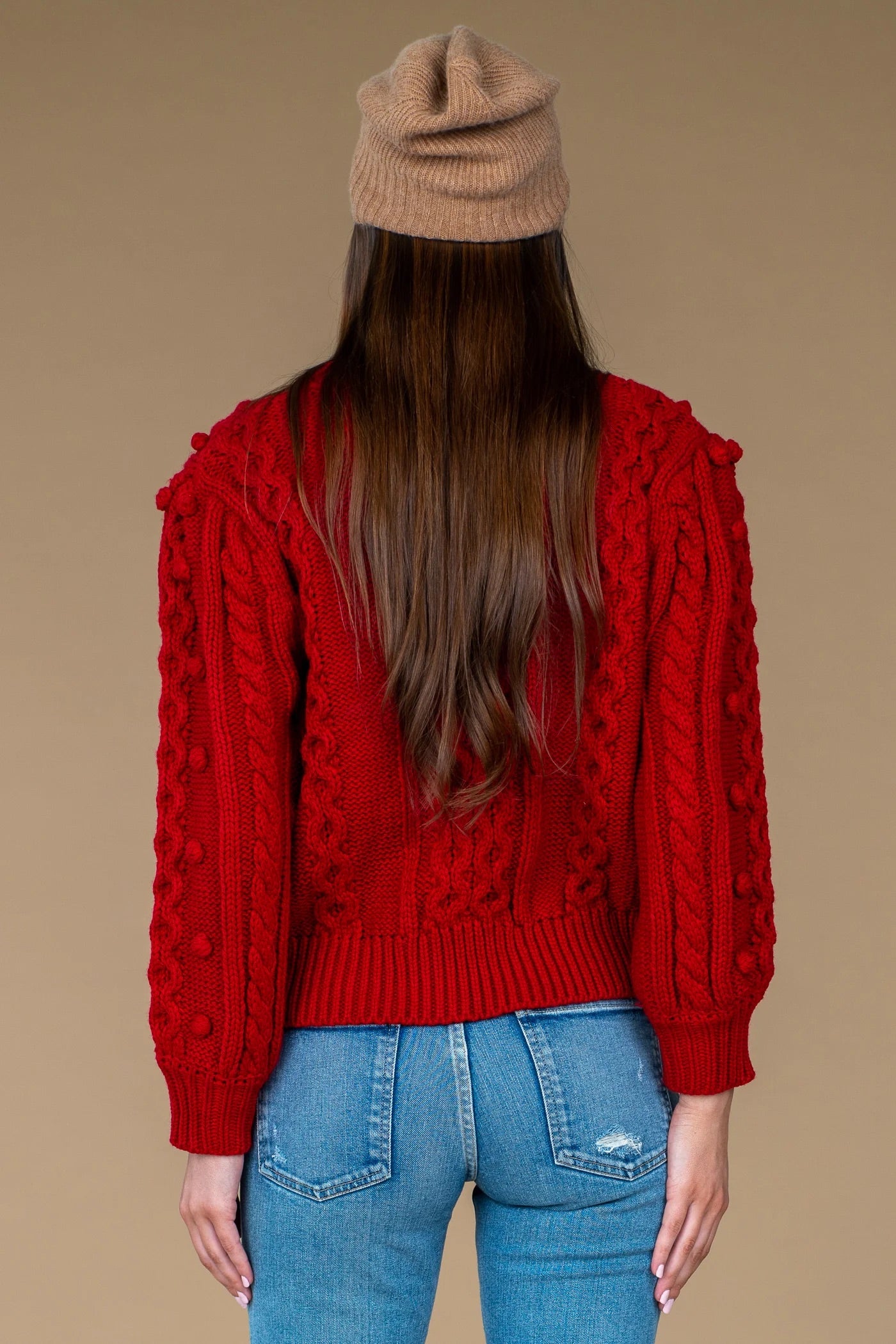 Olivia James The Label Poppy Bubble Knit Sweater in Berry