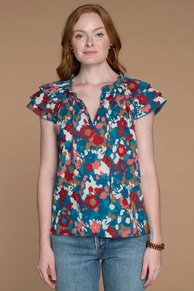 Olivia James The Label Astrid Blouse in Abstract Florals