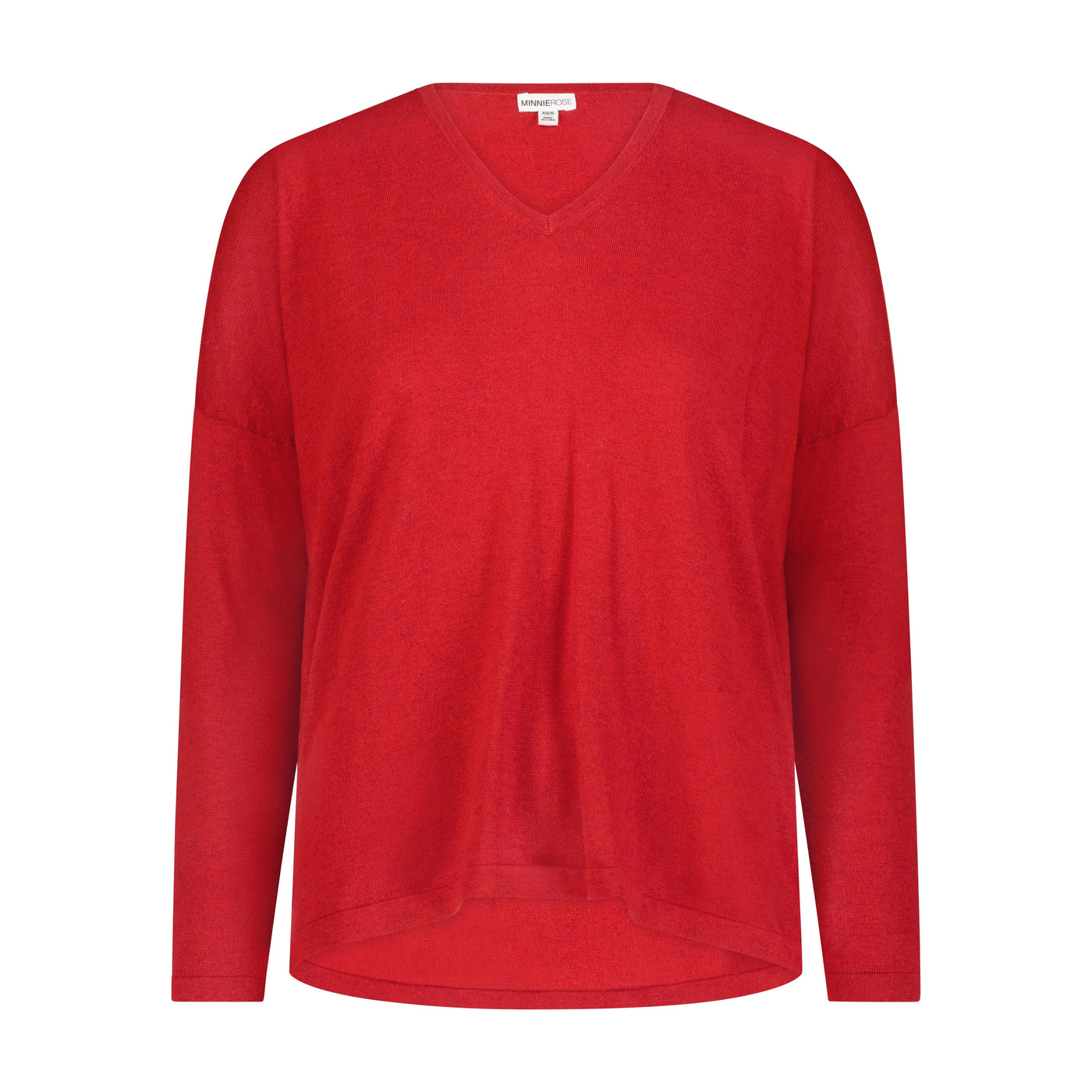 Minnie Rose Cotton Cashmere Neck Pullover in Heather Red