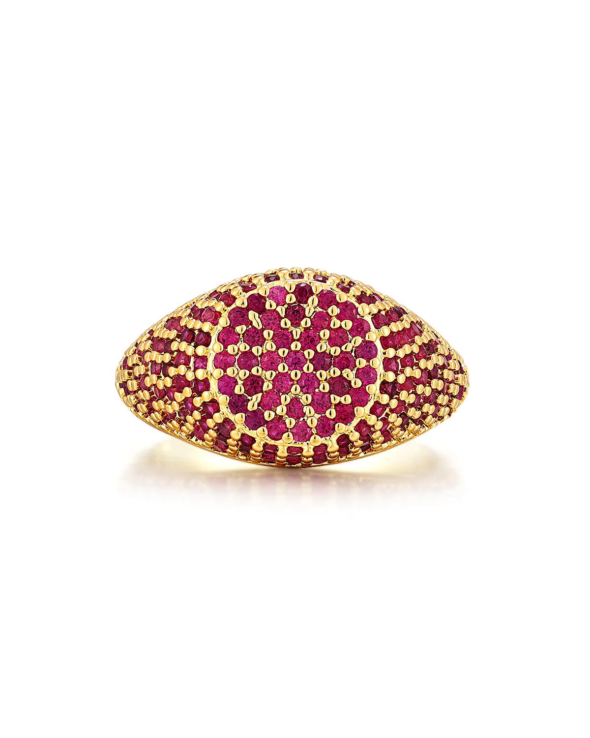 LUV AJ Pave Signet Ruby Red Ring in Gold