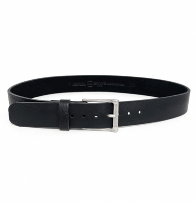 Brave Leather Cava Belt w/ Silver Buckle in Black