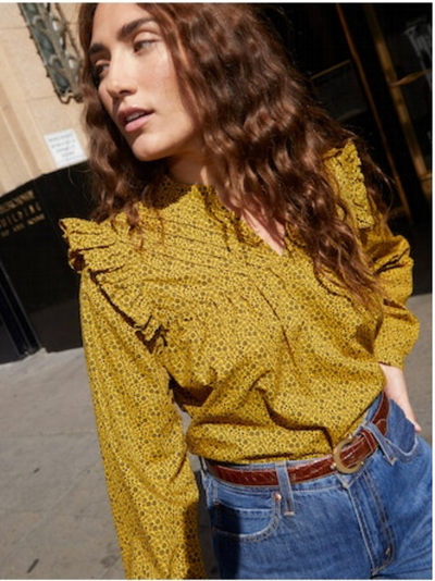 Nation LTD Tilly A-Line Ruffle Blouse in Citrine