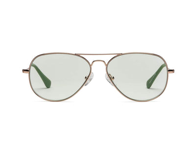 Caddis Mabuhay Reading Glasses in Polished Gold Green